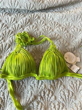 PQ Swim  Lime Macrame Triangle Bikini Top